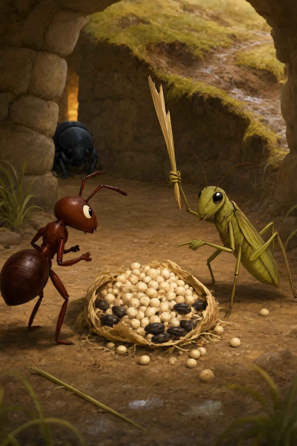The Ant and the Cricket Who Both Kept Something